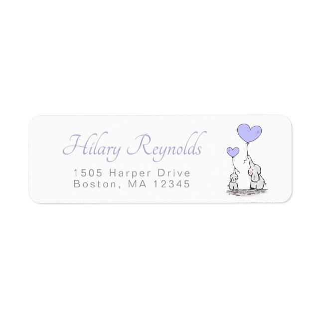 Eléphants | Baby shower Lilac Heart Balloons (Devant)