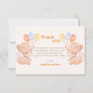 Elephants Baby Shower Thank You Card