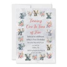 Elephants & Boho Jungle Flowers on Grey Birthday