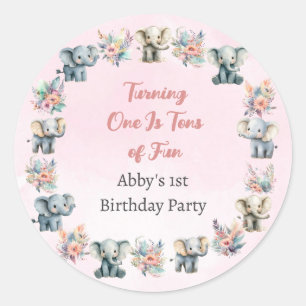 Elephants & Boho Jungle Flowers on Pink Sticker