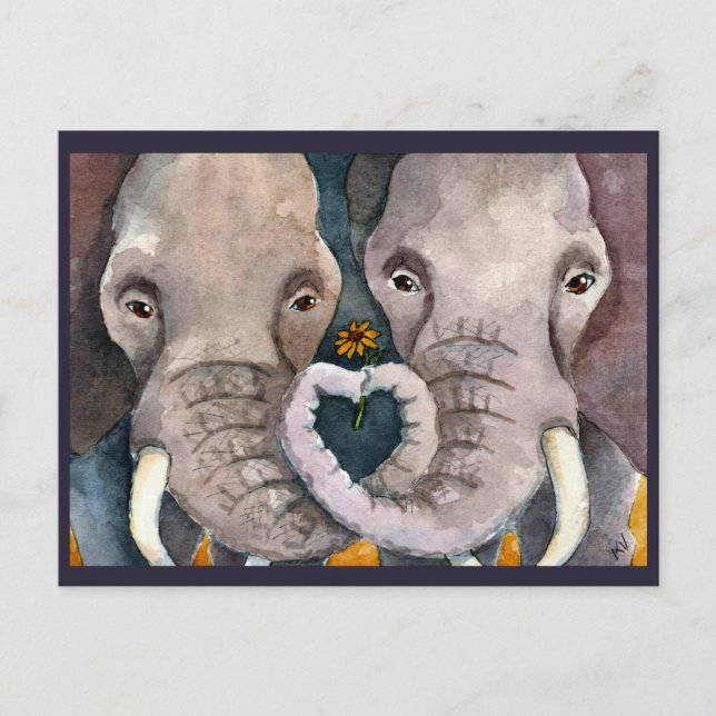Eléphants, carte postale d'animaux africains (Devant)