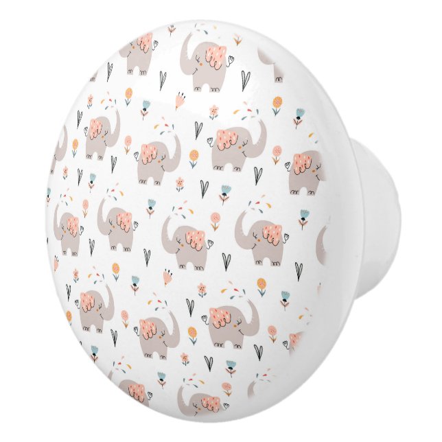 Elephants Ceramic Knob (Right)