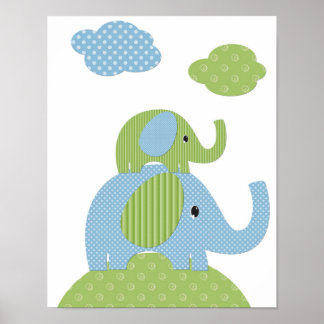 Elephants Children's Art Print
