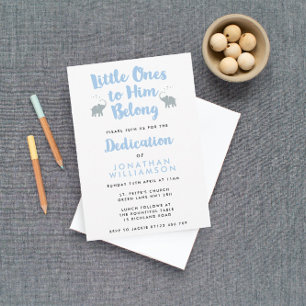 Elephants Christian Dedication Invitation   Bleu