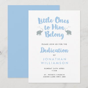 Elephants Christian Dedication Invitation   Blue