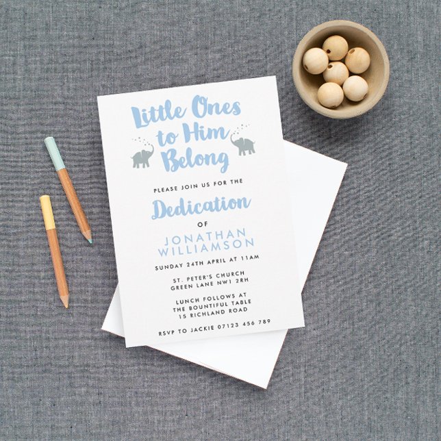Elephants Christian Dedication Invitation | Blue (Creator Uploaded)