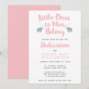 Elephants Christian Dedication Invitation Rose
