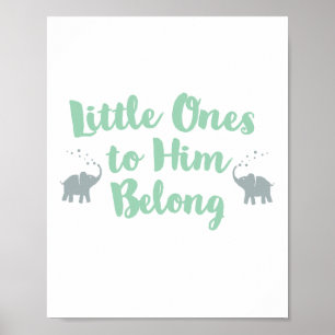Elephants Christian Nursery Poster   Mint