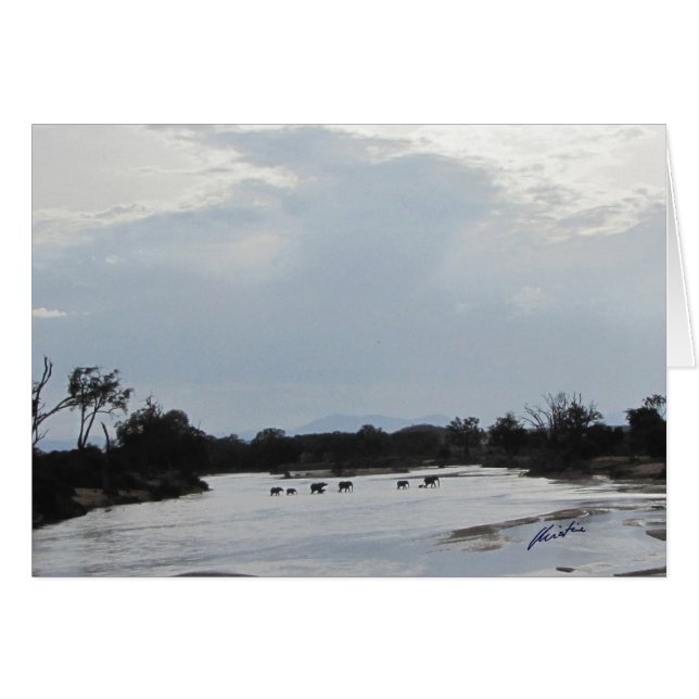Elephants Crossing The River Card (Front Horizontal)