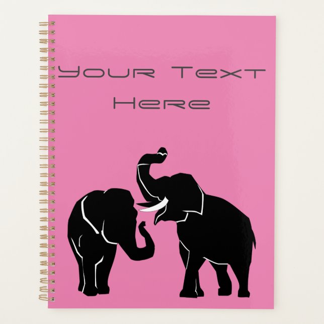 Elephants - Customizable + Add Your Text / Name Planner (Front)