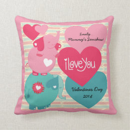 Elephants Customized Valentine Pillow