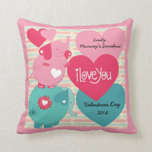 Elephants Customized Valentine Pillow
