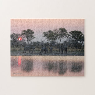 ÉLÉPHANTS DANS LE puzzle ENSOLEILLÉ