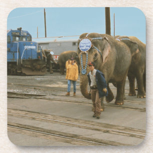 Éléphants de Conrail sur les dessous de verre de