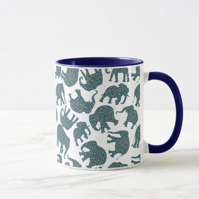 Eléphants de paisley sur mesure sur Mug de café bl (Droite)