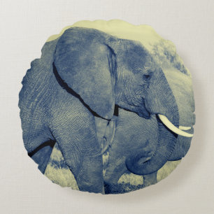 elephants diva round pillow