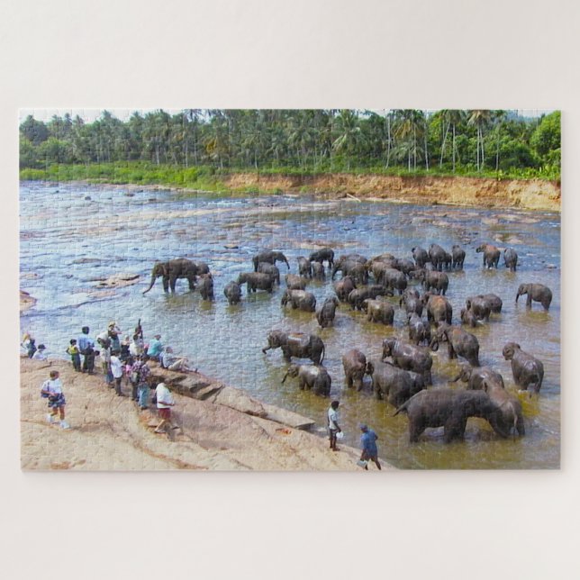 Éléphants du Sri Lanka. Puzzle (Horizontal)