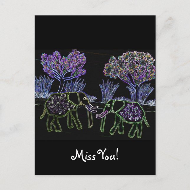 Elephants Electric Valentine Postcards (Front)