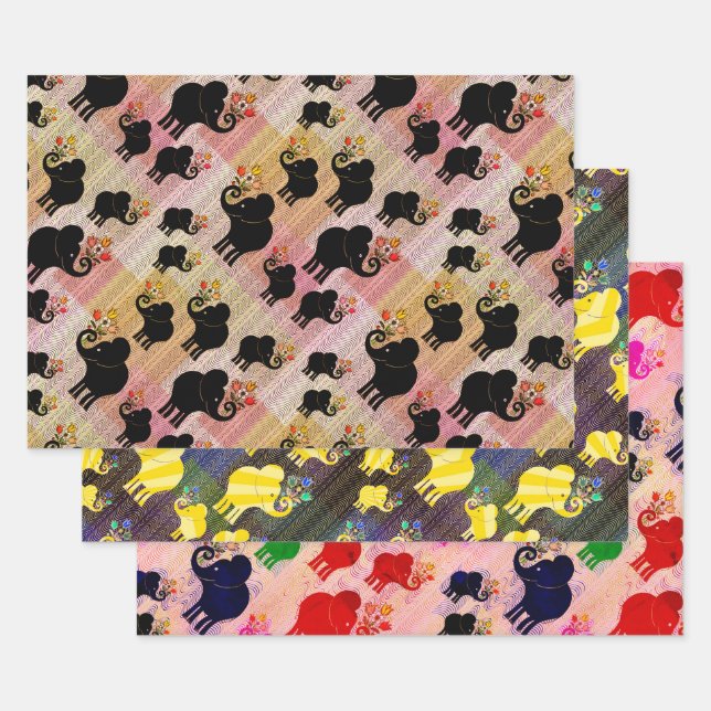 Elephants, Elephants, and MORE Elephants Wrapping Paper Sheet (Set)