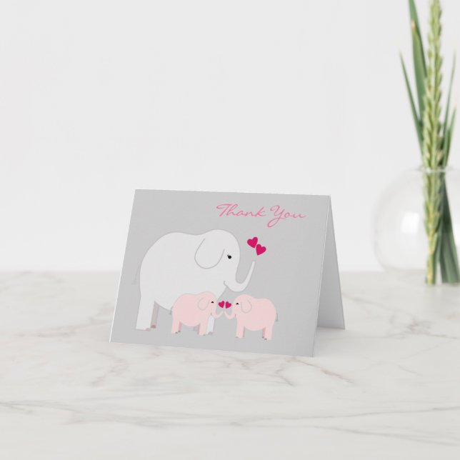 Eléphants en Merci des jumeaux roses (Devant)
