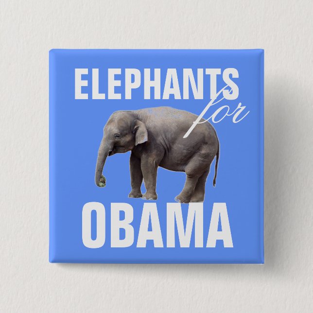 Elephants For Obama 2 Inch Square Button (Front)