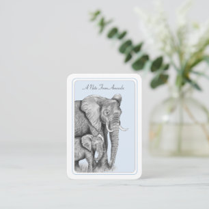 Eléphants gris carte à note plat personnalisée