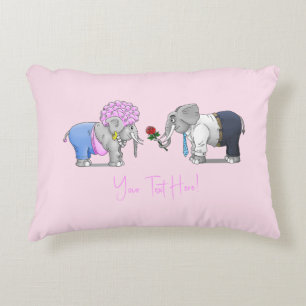 Elephants Happy Valentines Day Accent Pillow