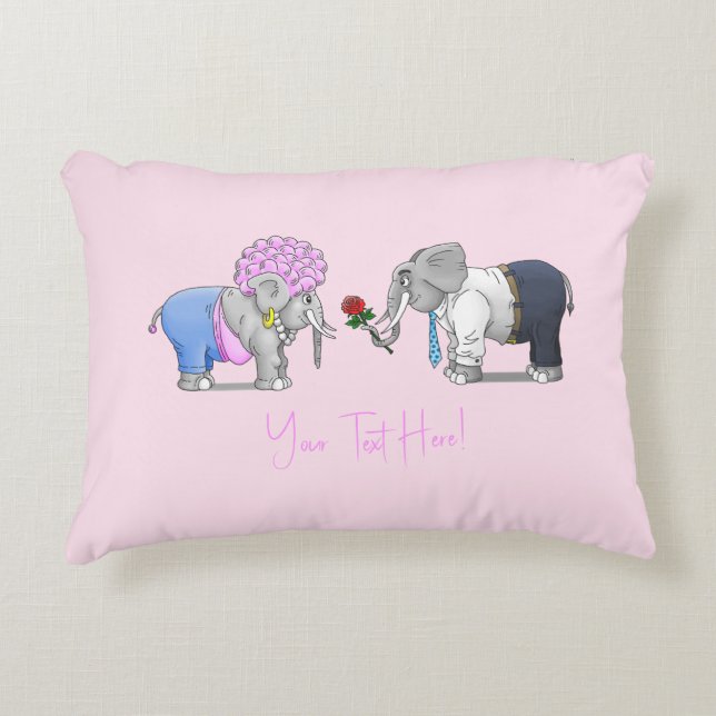 Elephants Happy Valentines Day Accent Pillow (Front)