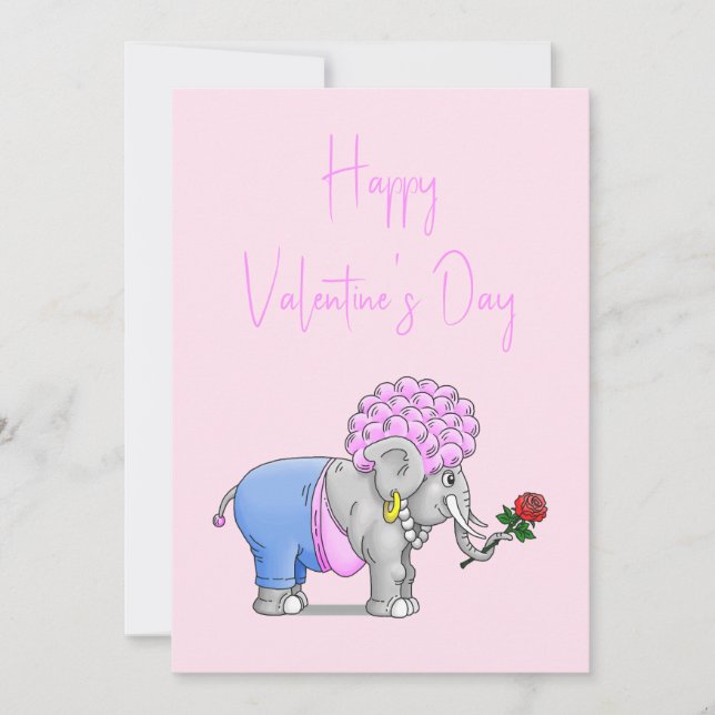 Elephants Happy Valentines Day Holiday Card (Front)