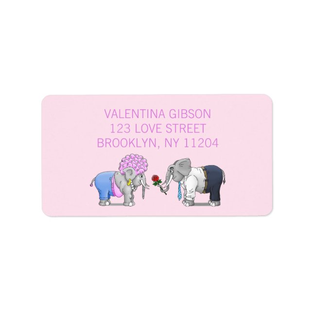 Elephants Happy Valentines Day Label (Front)