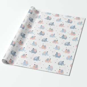 Elephants, Hearts and Stars Wrapping Paper