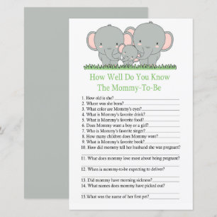 Elephants How well do you know baby shower game