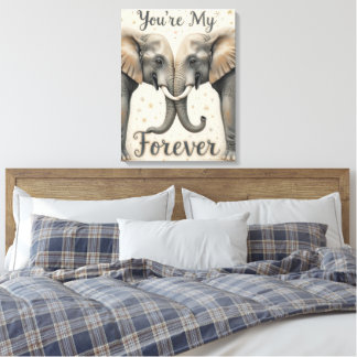 Elephants in Love Forever Art Canvas Print