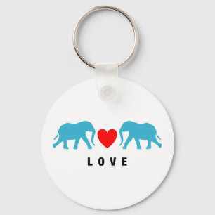 Elephants in Love Keychain