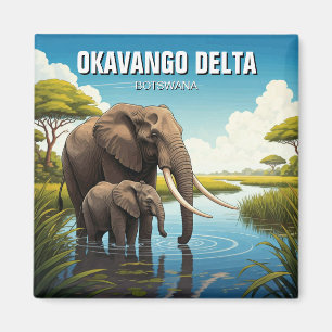 Elephants in Okavango Delta Botswana Magnet
