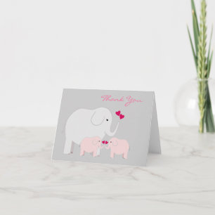 Elephants in Pink Twins Thank You