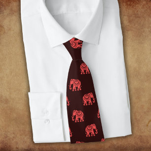 Elephants in red dressed up (on dark) tie