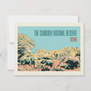 Elephants in the Samburu National Reserve, Kenya Postcard