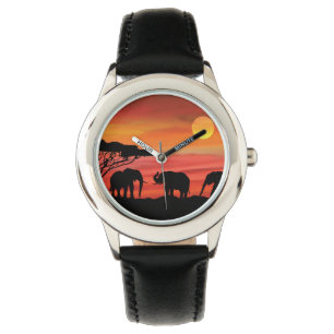 Elephants in the Serengeti Sunset Watch