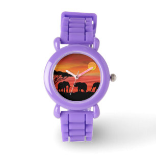 Elephants in the Serengeti Sunset Watch