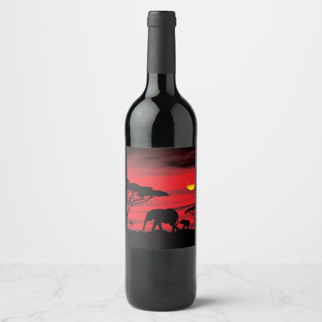 Elephants in The Serengetti Wine Label (Front)