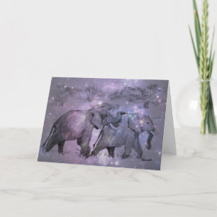 Elephants in Winter Customizable Holiday Card