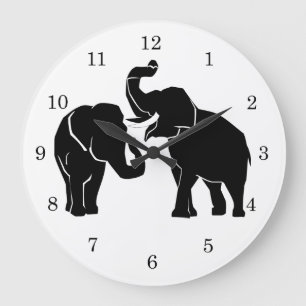 Elephants Large Clock