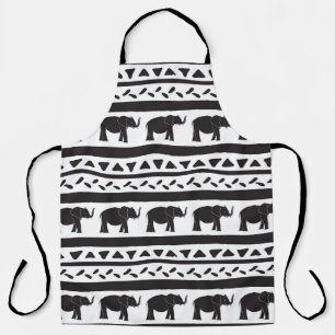 Elephants, lines, triangles, decorative seamless. apron
