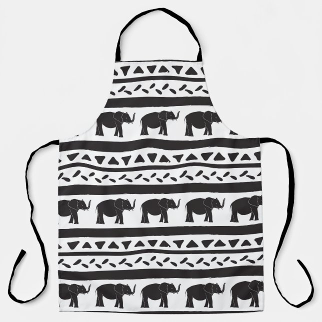 Elephants, lines, triangles, decorative seamless. apron (Front)