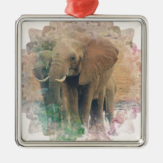 Elephants Metal Ornament (Front)