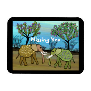 Elephants Missing You Magnet