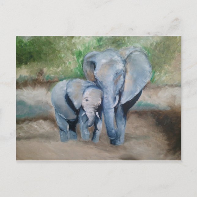 Elephants- Mother and Baby Postcard (Front)