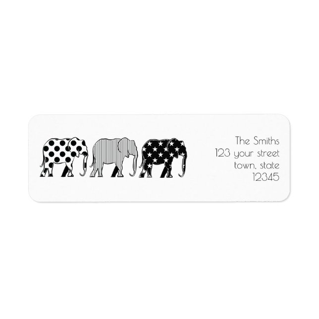 Eléphants Motif, Moderne, Noir et Blanc (Devant)