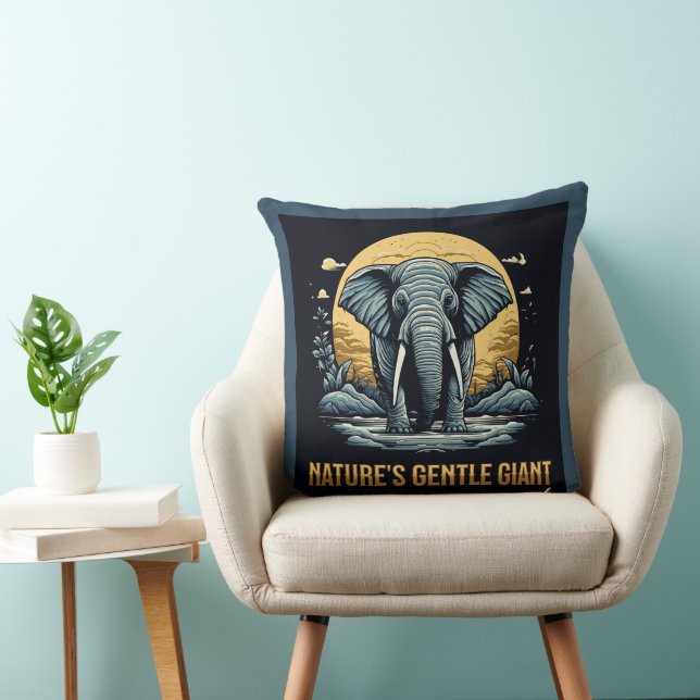 Elephants Nature's Gentle Giant Throw Pillow (Chair)